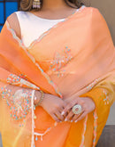 Orange Tissue Silk Sequence Embroidery Saree