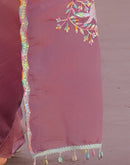 Turquoise Tissue Silk Sequence Embroidery Saree