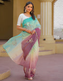 Turquoise Tissue Silk Sequence Embroidery Saree