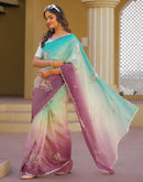Turquoise Tissue Silk Sequence Embroidery Saree