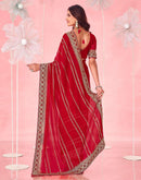 Red Valentine's Georgette Embroidery Saree