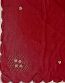 Maroon Valentine's Silk Hand Work Embellished Saree