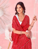 Red Valentine's Georgette Sequence Embroidery Saree