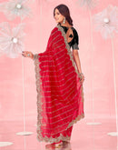 Red Valentine's Sequence Embroidery Saree