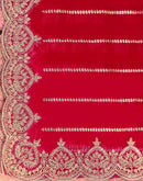 Red Valentine's Sequence Embroidery Saree