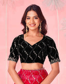 Red Valentine's Sequence Embroidery Saree