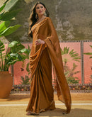 Brown Silk Embroidery Saree