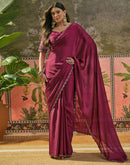 Rani Pink Silk Embroidery Saree