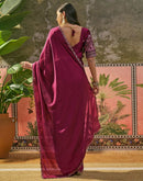 Rani Pink Silk Embroidery Saree