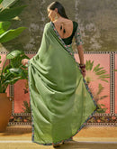 Moss Green Shimmer Embroidery Lace Saree