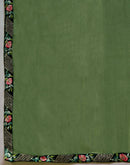 Moss Green Shimmer Embroidery Lace Saree