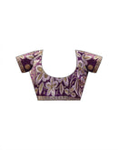 Purple Silk Sequence Embroidery Lace Saree