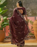 Maroon Shimmer Embroidery Saree