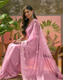 Light Pink Shimmer Embroidery Saree