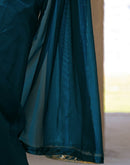 Rama Blue Net Mirror Work Lace Saree