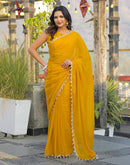 Yellow Shimmer Lace Saree