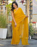Yellow Shimmer Lace Saree
