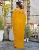 Yellow Shimmer Lace Saree