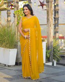 Yellow Shimmer Lace Saree