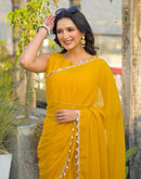 Yellow Shimmer Lace Saree