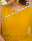 Yellow Shimmer Lace Saree