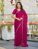 Rani Pink Shimmer Lace Saree