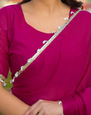 Rani Pink Shimmer Lace Saree