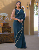Rama Blue Shimmer Lace Saree