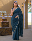 Rama Blue Shimmer Lace Saree