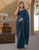 Rama Blue Shimmer Lace Saree