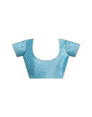 Sky Blue Chiffon Stone Work Embellished Saree