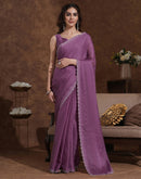 Mauve Chiffon Stone Work Swarovski Saree