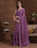 Mauve Chiffon Stone Work Swarovski Saree