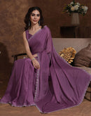 Mauve Chiffon Stone Work Swarovski Saree