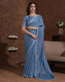 Grey Chiffon Stone Work Swarovski Saree