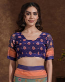 Dusty Teal Green Georgette Woven Printed Saree