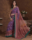 Dusty Purple Georgette Woven Printed Saree