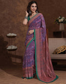 Dusty Purple Georgette Woven Printed Saree