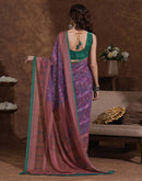 Dusty Purple Georgette Woven Printed Saree