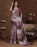 Mauve Georgette Woven Printed Saree