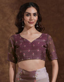 Mauve Georgette Woven Printed Saree