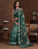 Dark Green Georgette Printed Saree