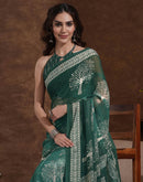 Dark Green Georgette Printed Saree