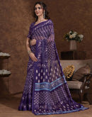 Purple Georgette Printed Saree