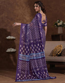 Purple Georgette Printed Saree