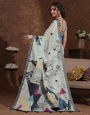 Dusty Beige Silk Printed Saree