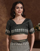 Black Silk Printed Saree