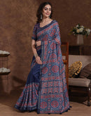Blue Silk Printed Saree