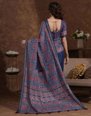 Blue Silk Printed Saree