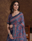 Blue Silk Printed Saree
